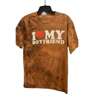 Port & Co I love My Boyfriend Custom Bleach Dye T-shirt Size S